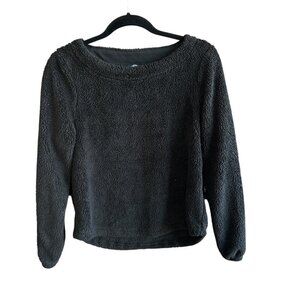 Bobeau Black Boat Neck Fleece Pullover Sweater Size XS